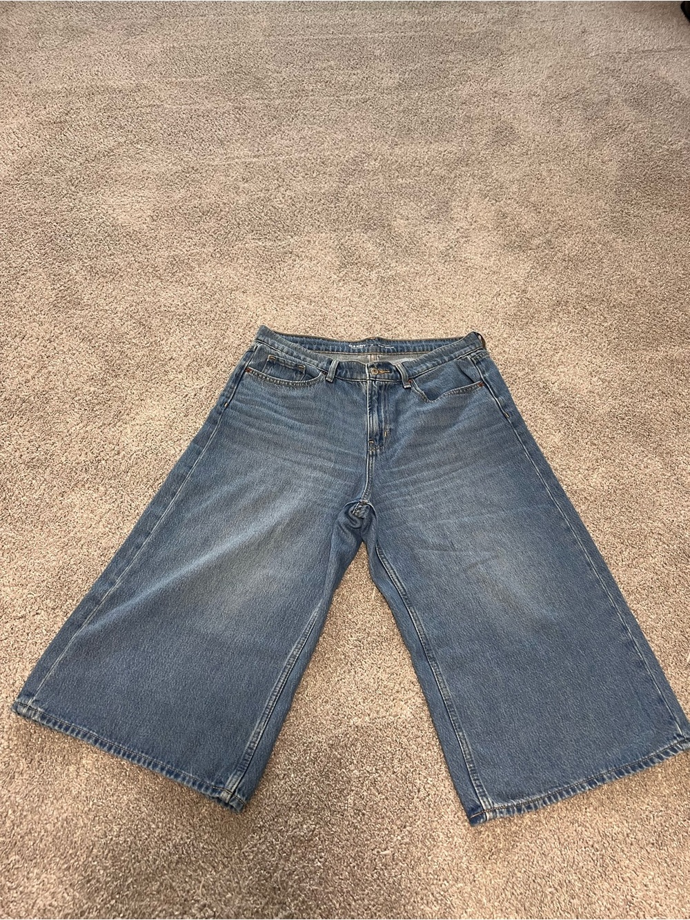Old Navy Wide-Leg Mid-Blue Denim Culotte Jeans